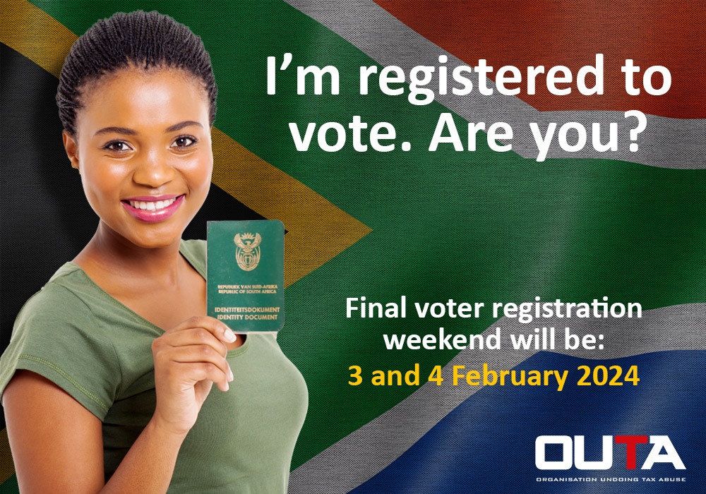 OUTASA's tweet photo. Please RT: Tired of the state of SA? Fixing our country starts with voting in the general elections. Make sure you are registered to vote! It can easily be done online: https://t.co/U77NepGOfi https://t.co/KDypLp2JfL