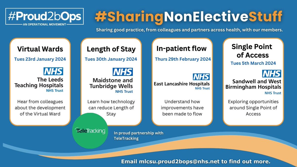 We're excited to announce four new #SharingNonElectiveStuff sessions with our members!

In partnership with NHS Trusts, the sessions will share good practice from colleagues and partners across healthcare.

Members check your inbox! 💙