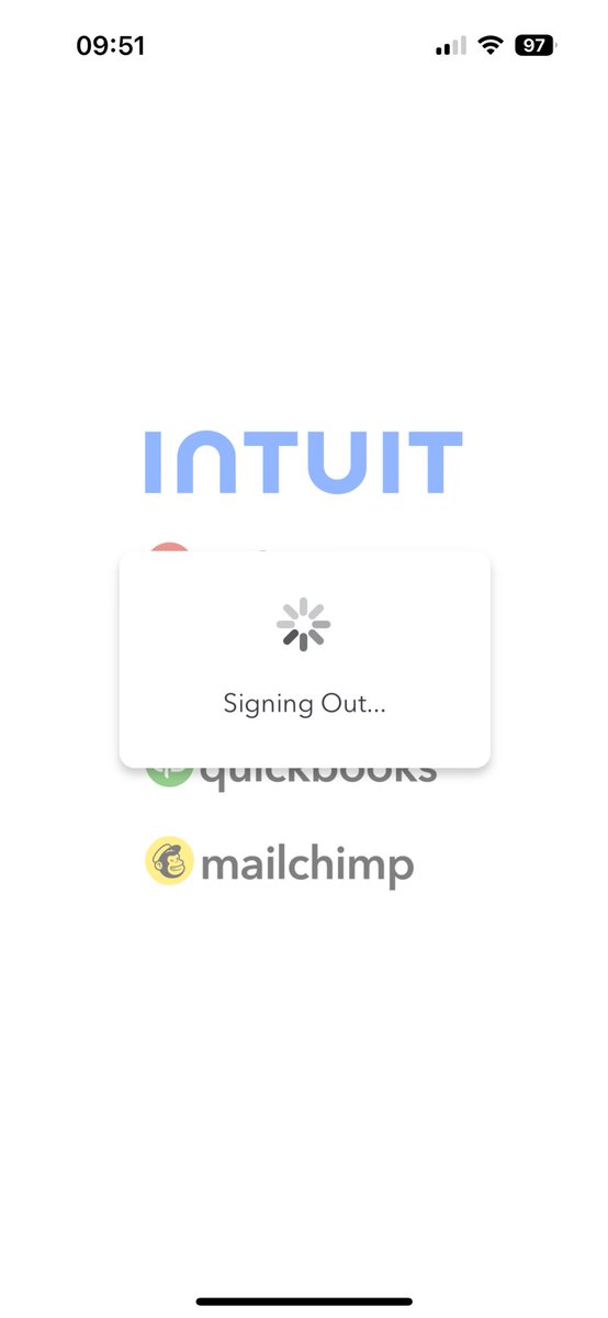 AlexHarveyBrown's tweet photo. Hey ⁦@QuickBooksUK⁩ - problems with the app, says my session expires then hangs on this signing out message. Am unable to attempt signing in again. https://t.co/C2ENKDVt1W