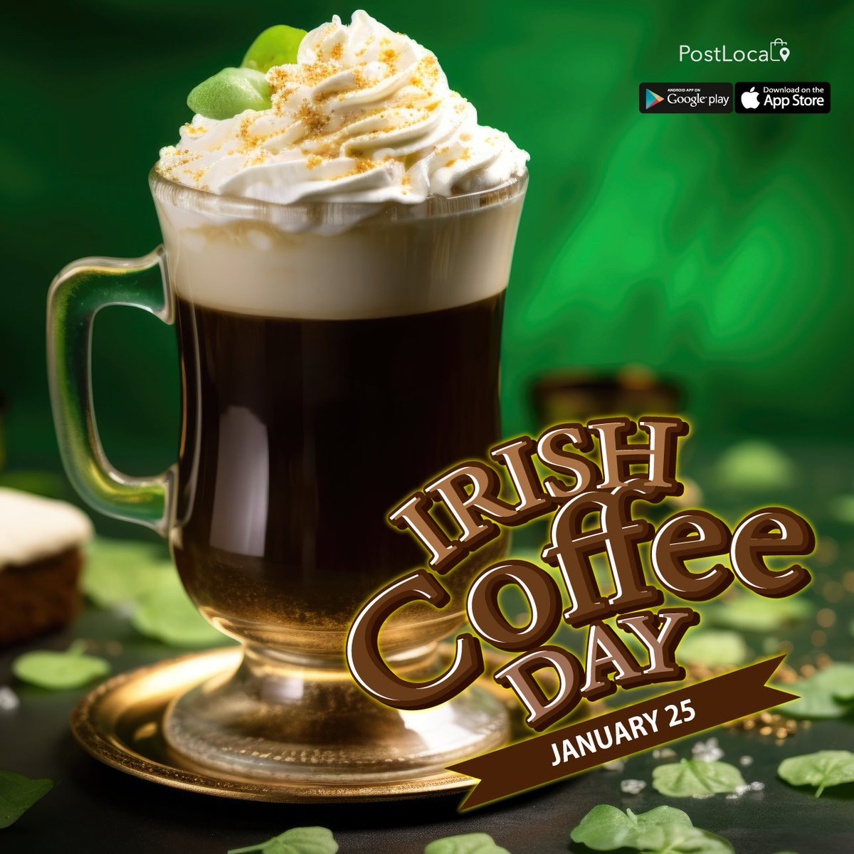MyPostLocal's tweet photo. ☕ Stir up the warmth! It's National Irish Coffee Day, and we're raising our mugs to the perfect blend of coffee, Irish whiskey, and cream. How do you take your Irish coffee – bold and strong or sweet and creamy? Let us know! #IrishCoffeeDay #CoffeeLovers 🍀☕ https://t.co/WhtlyANygz