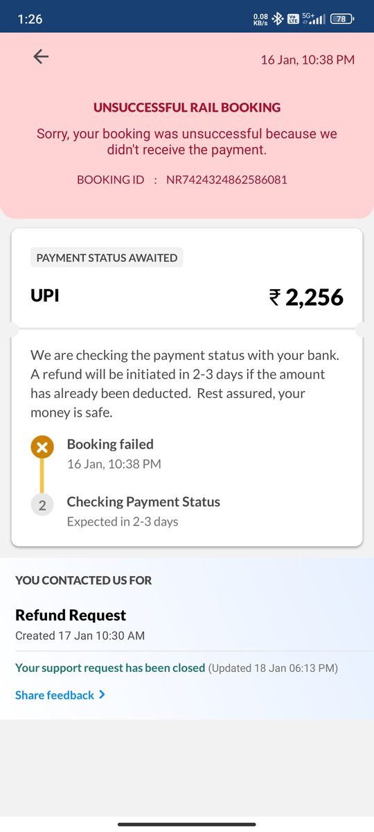 AtulDix22584371's tweet photo. @makemytripcare @makemytrip  please see your refund timeline date I have done almost 7 days but still we can't get my refund amount please refund back my amount as soon as possible @getmyrefundin @IRCTCofficial @RailMinIndia https://t.co/92sX02A3cQ
