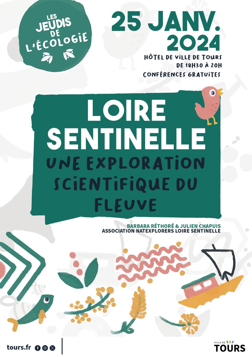 1ER RDV DE L'ANNÉE 🚩

Nous aurons le plaisir de vous retrouver le 25/01 pour la conférence "#LoireSentinelle, une exploration scientifique du fleuve" organisée par la <a href="/villedetours/">Ville de Tours</a> dans le cadre des Jeudis de l'écologie. #Loire #Tours 

+ d'infos : natexplorers.fr/agenda/
