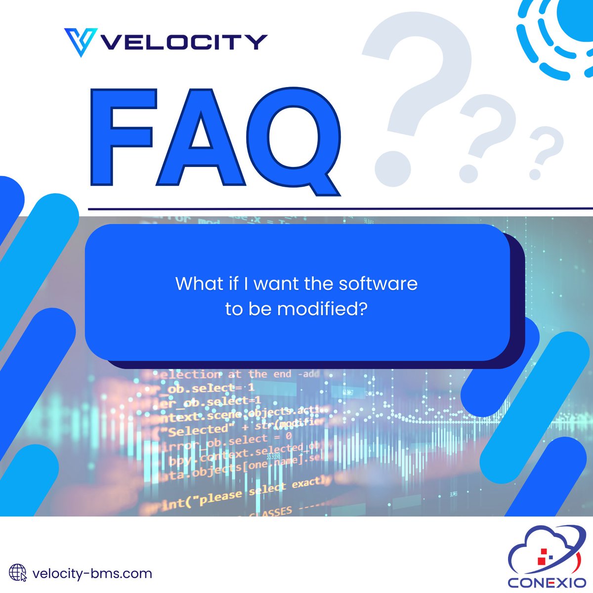 conexiosoftware's tweet image. We&apos;re all ears for your thoughts on the Velocity software and how we can enhance it for you. 

Submit your request, and we&apos;ll craft a tailored quotation for your modifications.

Enquire now: velocity-bms.com/enquire

#conexiosoftware #velocitysoftware #softwaremodifications