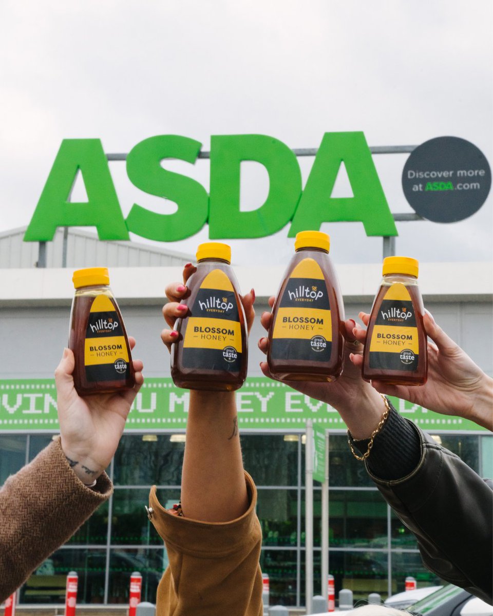 FINALLY the wait is over, and we can now reveal… we are now listed in @ASDA !!! You can now find our Everyday Blossom Honey (340g and 720g) Asda stores nationwide 🥳 Get down to Asda to grab a bottle of our best selling Everyday Blossom Honey now. #HilltopHoney #Asda