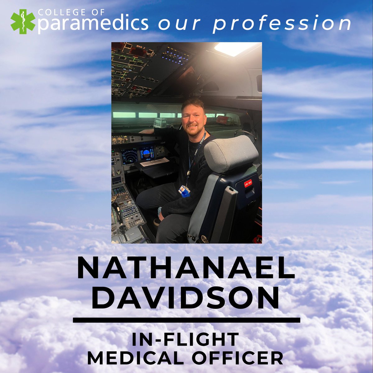 ParamedicsUK's tweet photo. This year we'll be exploring and sharing the various roles within our incredible profession ๐
First up we have Nathanael Davidson MCPara - In-flight medical officer โ๏ธ
Any questions? Drop them in the comments ๐
Want to get involved - send us a message โ๏ธ
#OurProfession https://t.co/b2aUAfOjLR