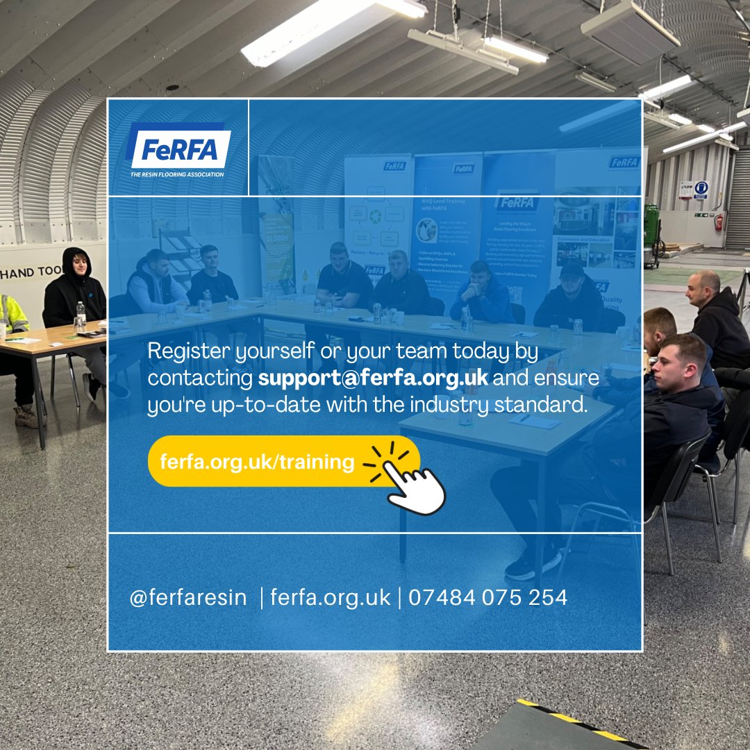 🔵 New Date for FeRFA Specialist Training
📆 Start: 19th March 2024
🎓 NVQ Level 2 in In-Situ Resin Flooring

📥 To Enrol Now ➡️ Email support@ferfa.org.uk to express your interest and take the first step towards #ResinExcellence. #FeRFATraining #NVQLevel2 #ResinFlooring