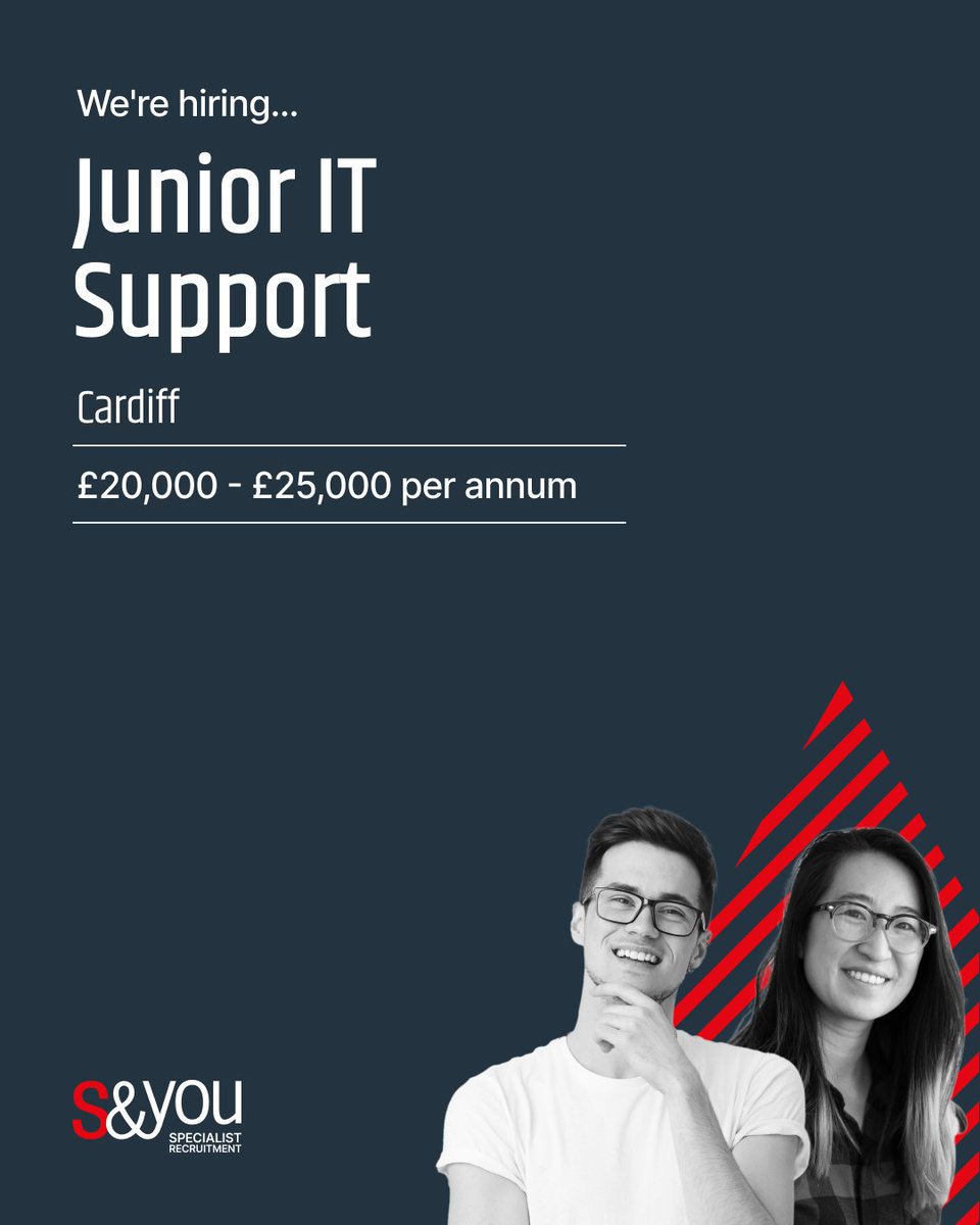 Are you tech-savvy and ready to kick-start your IT career? Junior IT Support role available 

 Up to £25k + benefits (DoE)
#Cardiff (Office Based with occasional travel)

Apply here ow.ly/GC2R50QsALM

#JuniorITSupport #EntryLevelJobs #TechJobs