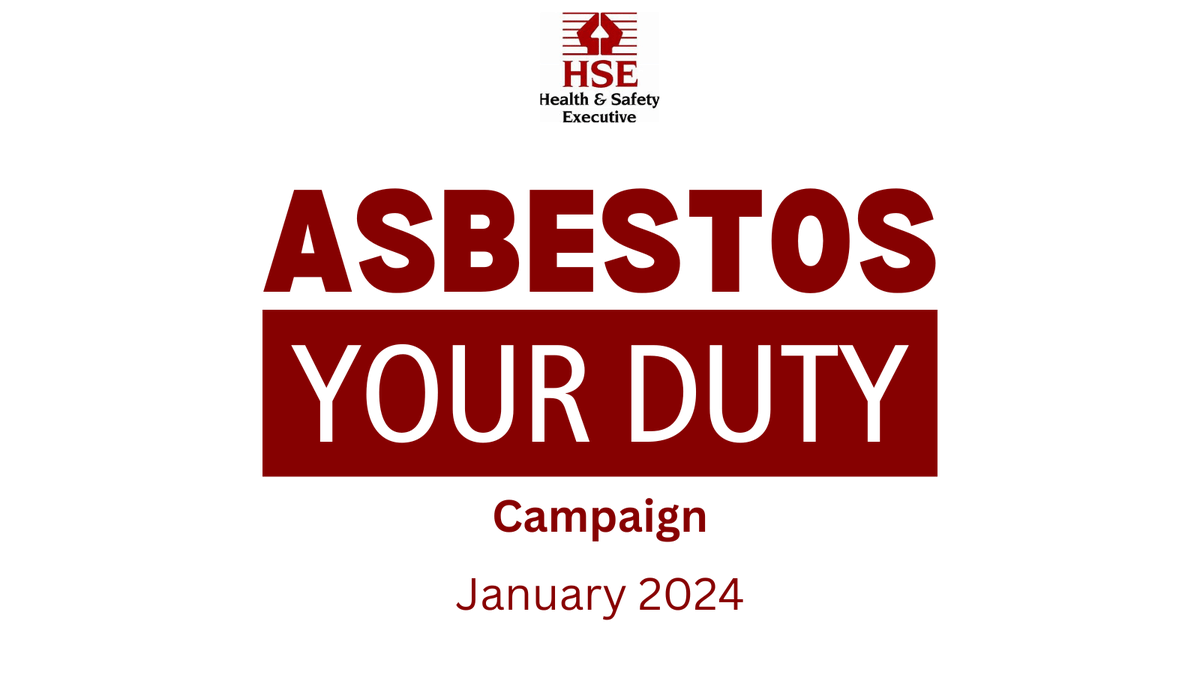 Stay ahead of the curve with HSE's new 'Asbestos - Your Duty' campaign. Check out the details 👉 ow.ly/anRL50Qs15s

Need expert training? Our BOHS P405 courses are available! Dates from Feb to Apr. Book now! ow.ly/56Zm50Qs15r

#AsbestosManagement #HSE #HealthAndSafety