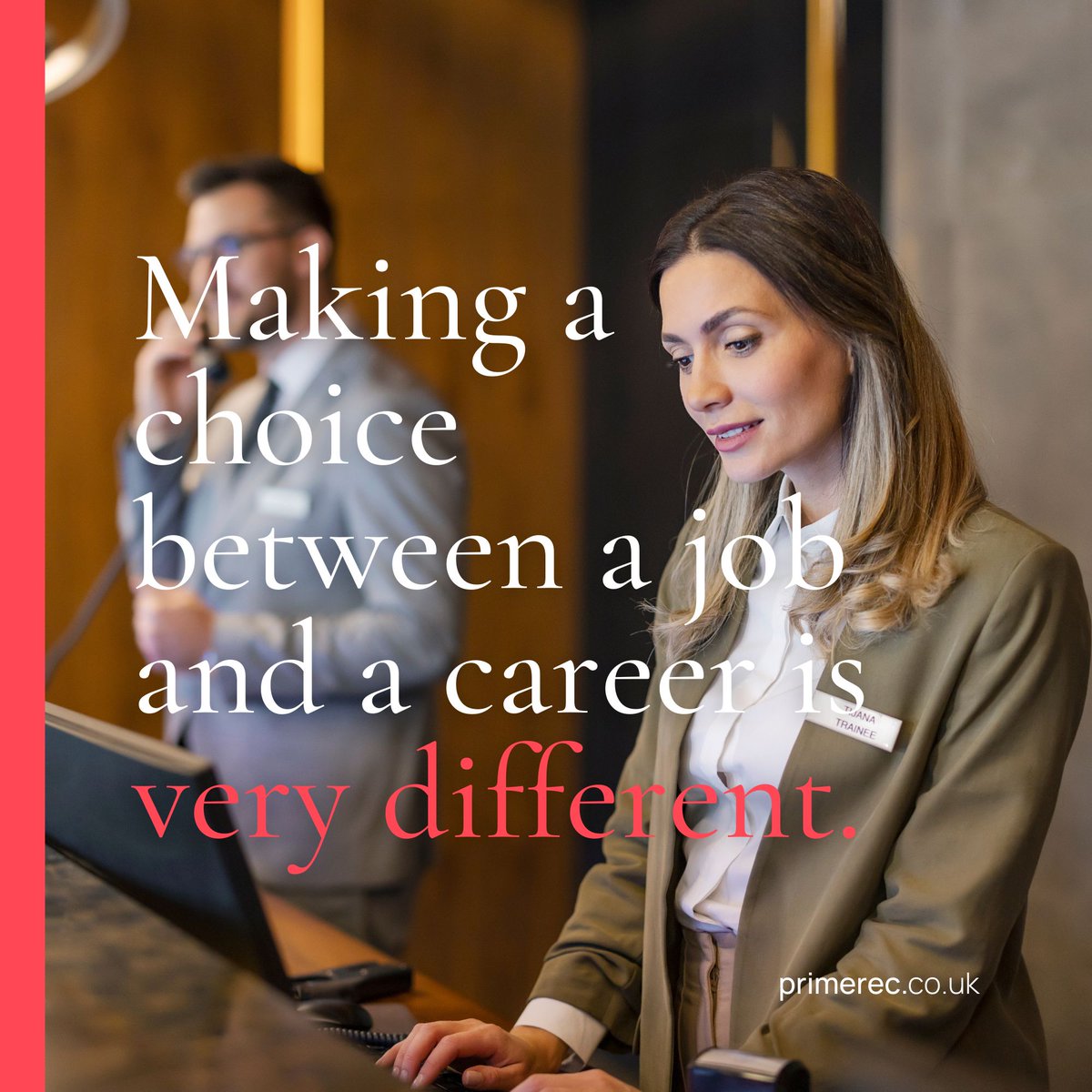 A career is something that you choose.

That's why we're recommending hospitality because it is STILL such a rewarding career.  

Why not call us for an informal chat

Call 020 7580 4398 or email info@primerec.co.uk

#careers #hiring #hospitalitycareers #recruiting #hospitality