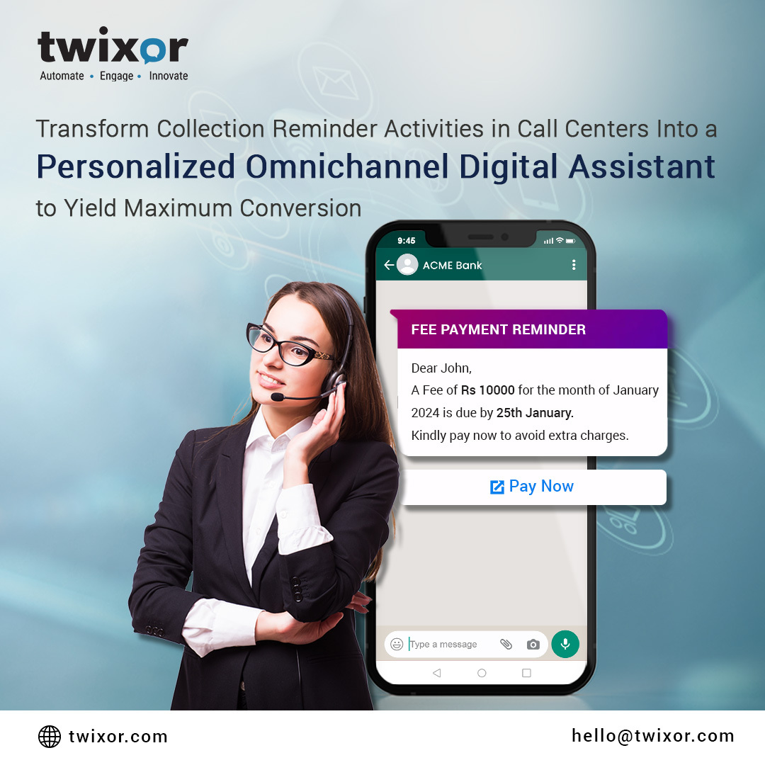 twixor_digital's tweet image. Reaching customers into their preferred or active messaging channel is a trendsetter to attain traction and experience conversion over traditional reminder calls.

 #ConversationalAi #contactcenter #cxautomationplatform #twixor #IVR