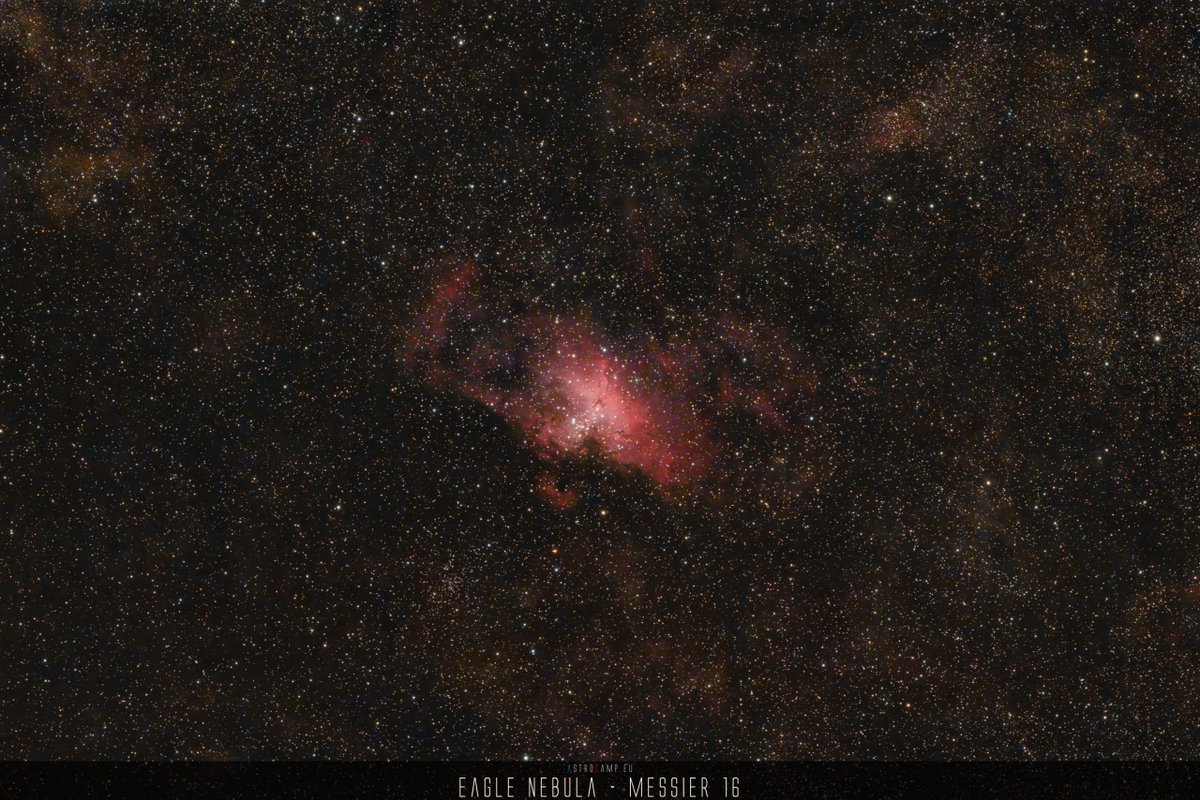 AstrophotoCamp's tweet photo. Astrophoto: Eagle Nebula - Messier 16 - 07/23 - Reprocessed 2024: My 2023 and 1st try ever of the 7000 LJ away nebula in the constellation ... - #EagleNebula #M16 #Melotte198 #Messier16 #NGC6611 #Sh249 #Sharpless49 #Astrophotography Blog: https://t.co/CfZLUUUVfh #clearskies https://t.co/b4stRy3CIv