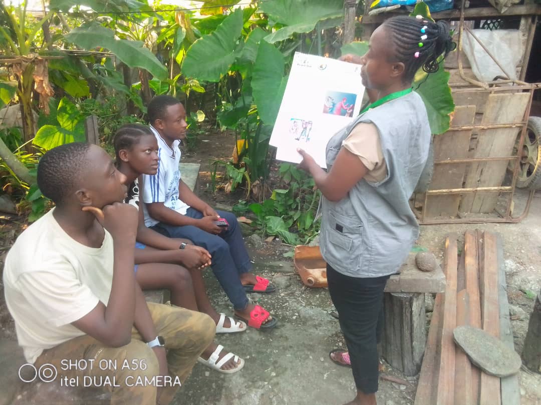 AWEC_Cameroon's tweet photo. Group sensitization with community youths on the consequences of Gender discrimination(violence) https://t.co/3m52pONfaV