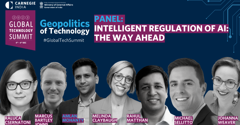 CarnegieIndia's tweet photo. Day 3 of #GlobalTechSummit 2023 brought a deep dive into Artificial Intelligence! 🤖
💡 Explore the cutting-edge discussions on the future, military applications, and regulation of AI. Stay informed on the latest insights shaping the AI landscape. 

#TechTalks #Innovation