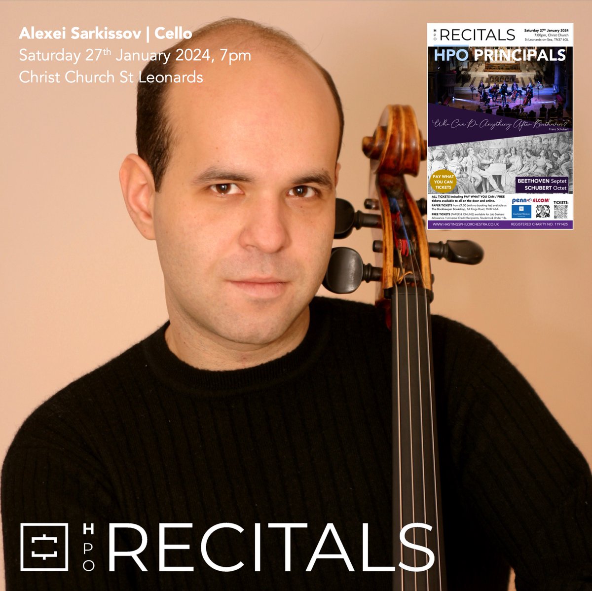 HastingsPhil's tweet photo. Alexei Sarkissov | Cello
#Hastings Philharmonic Orchestra 

'Who can do anything after Beethoven?'
#HPORecitals | #HPOPrincipals   

Find out more about Alexei:
👀 https://t.co/zlQB224cYg

Saturday 27th January 2024, 7pm
Christ Church St Leonards
https://t.co/cuH3wu6BDU https://t.co/xkfkgFwVoq
