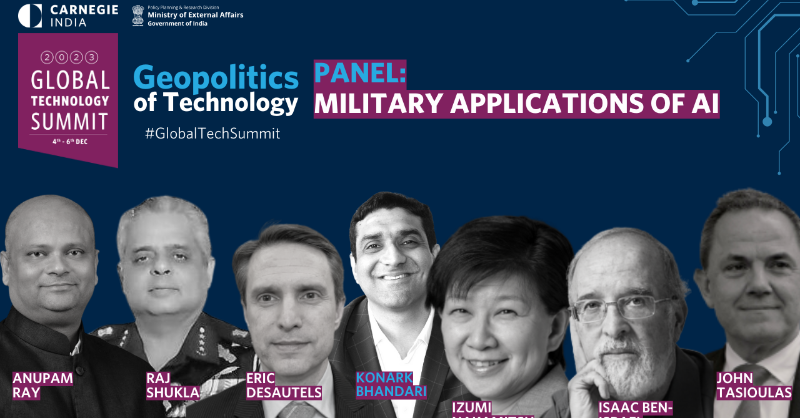 CarnegieIndia's tweet photo. Day 3 of #GlobalTechSummit 2023 brought a deep dive into Artificial Intelligence! 🤖
💡 Explore the cutting-edge discussions on the future, military applications, and regulation of AI. Stay informed on the latest insights shaping the AI landscape. 

#TechTalks #Innovation