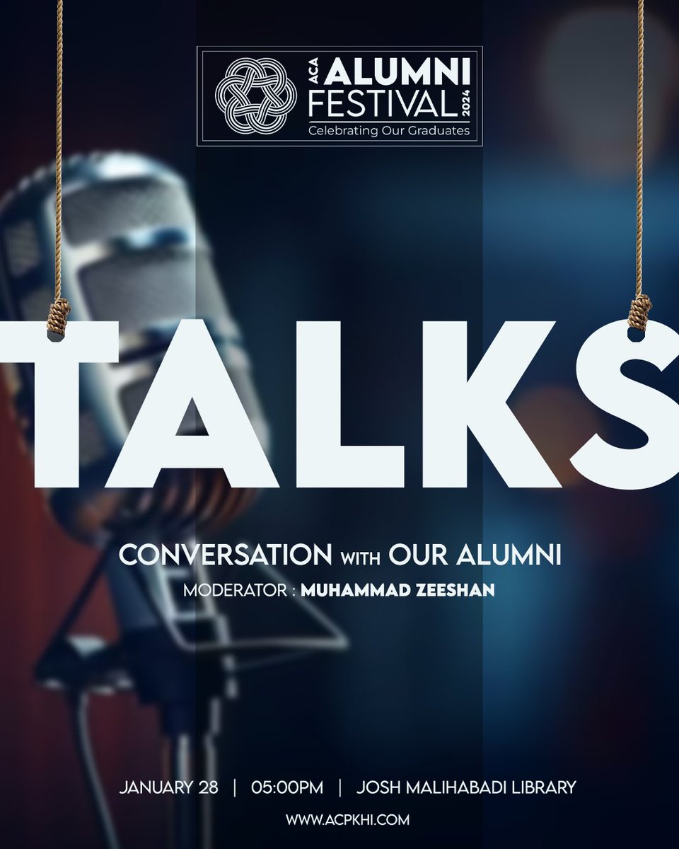 ACPKHI's tweet photo. Join us as our Alumni look back at their journey after leaving ACP Academies at the Alumni Festival 2024.
January 28 | 05:00 PM | Josh Malihabadi Library
The event is free and open for all.
#acpkhi #artscouncil #alumni #alumnifestival #aciac #acipa https://t.co/PDjyiLHaDY