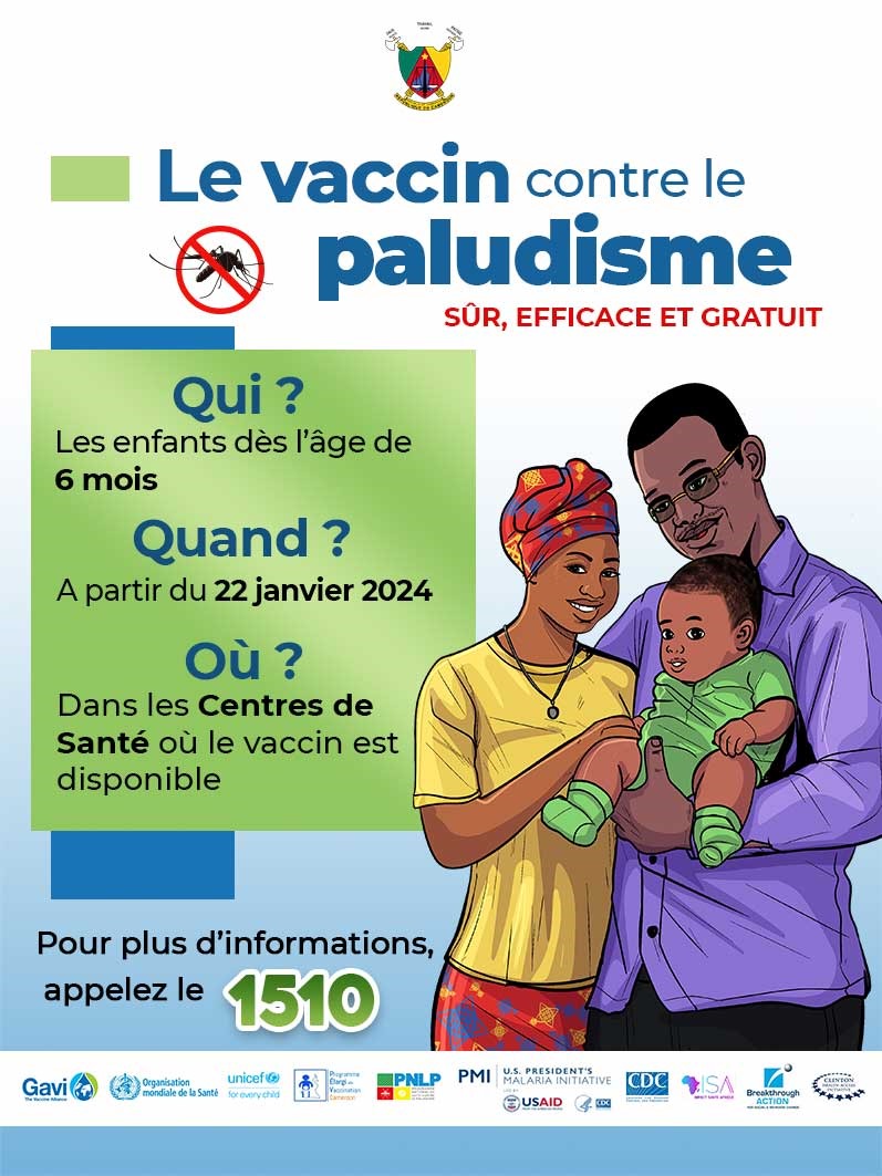 Nation wide vaccination of children against malaria has kicked off. We therefore encourage parents to take their children to the nearest vaccination centre and get them vaccinated. 
#TeamVaccinatedAFCON2023
#EquipeVaccineeCAN23
<a href="/USAID/">USAID</a> 
<a href="/Breakthrough_AR/">Breakthrough ACTION</a> 
<a href="/MinsanteCMR/">MinsanteCameroun</a> 
<a href="/pevcameroun/">PEV CAMEROUN</a>