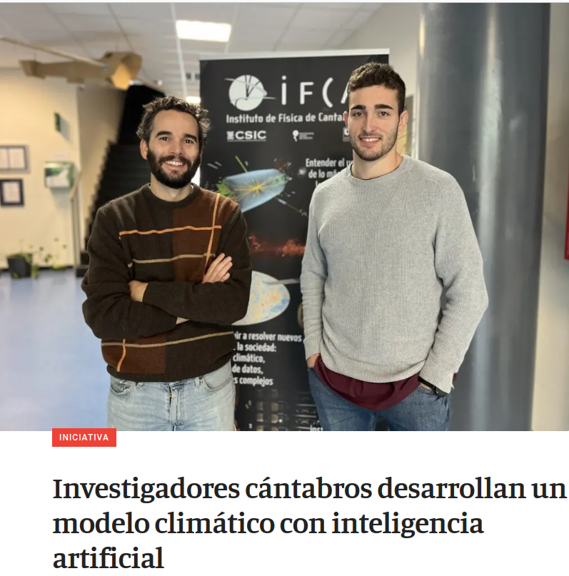 predictia's tweet photo. 📰📺📻En los últimos días, varios medios de #Cantabria y #LaRioja se han interesado por nuestro modelo de aumento de resolución (desarrollado con @IFCA_CSIC_UC) y por nuestra charla sobre usos de la #InteligenciaArtificial en meteorología y climatología. ¡Gracias por la difusión! https://t.co/mpdjfVJgAQ