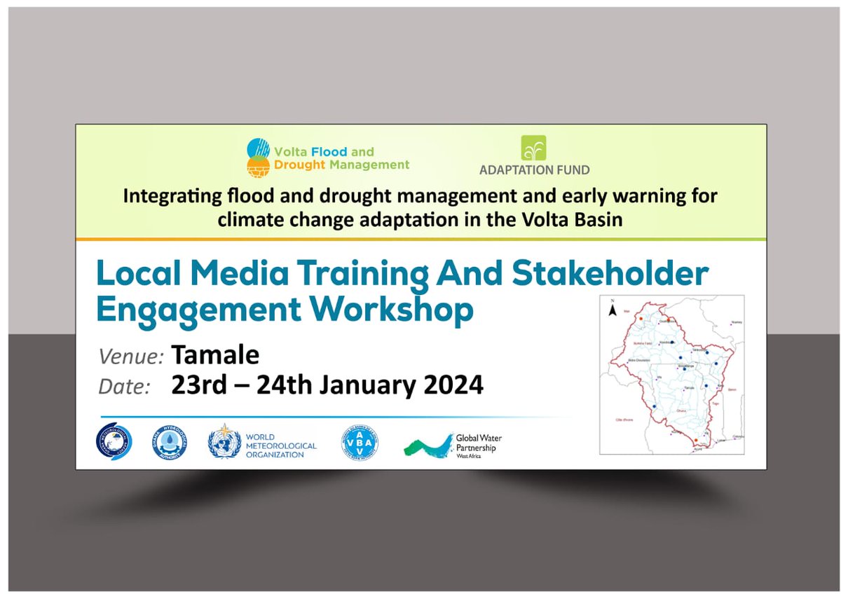 GhanaMet's tweet photo. The World Meteorological Organization (WMO), the Volta Basin Authority (VBA), and the Global Water Partnership in West Africa (GWP-WA) seek to implement the project titled “Integrating Flood and Drought Management and Early Warning for Climate Change Adaptation in the Volta Basin https://t.co/khJS87qpyM
