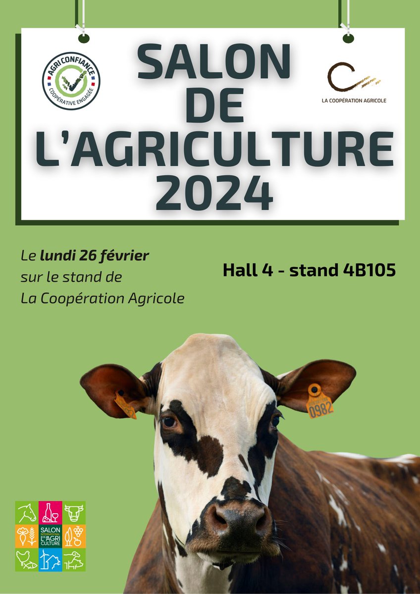 Agri Confiance (@agri_confiance) on Twitter photo L’ouverture du Salon de l’Agriculture, c’est dans 1 mois ! 🐄
Comme chaque année, nous vous donnons rendez-vous sur le stand de <a href="/lacoopagricole/">La Coopération Agricole</a>, pour faire rayonner le modèle coopératif et faire découvrir nos pratiques et marques vertueuses auprès des visiteurs ! 📢 L’ouverture du Salon de l’Agriculture, c’est dans 1 mois ! 🐄
Comme chaque année, nous vous donnons rendez-vous sur le stand de <a href="/lacoopagricole/">La Coopération Agricole</a>, pour faire rayonner le modèle coopératif et faire découvrir nos pratiques et marques vertueuses auprès des visiteurs ! 📢