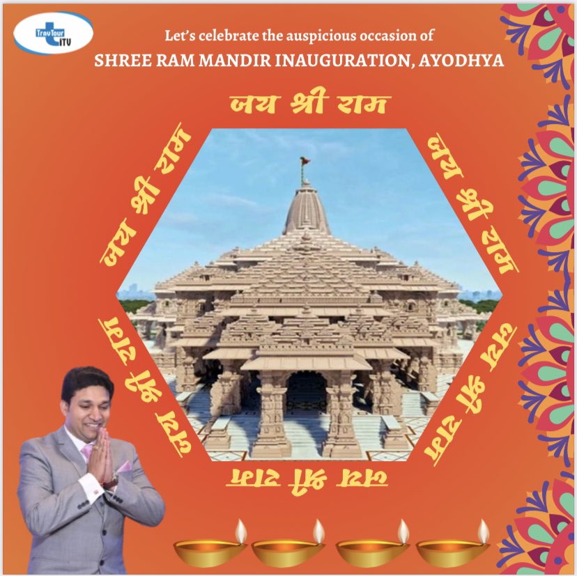 TRAVTOURITV's tweet photo. Let’s celebrate the auspicious occasion of Shri Ram Mandir inauguration at #ayodhya. #shreeram #tourism #saryu #oudh #travel @uptourismgov https://t.co/3IIa7j8tDo