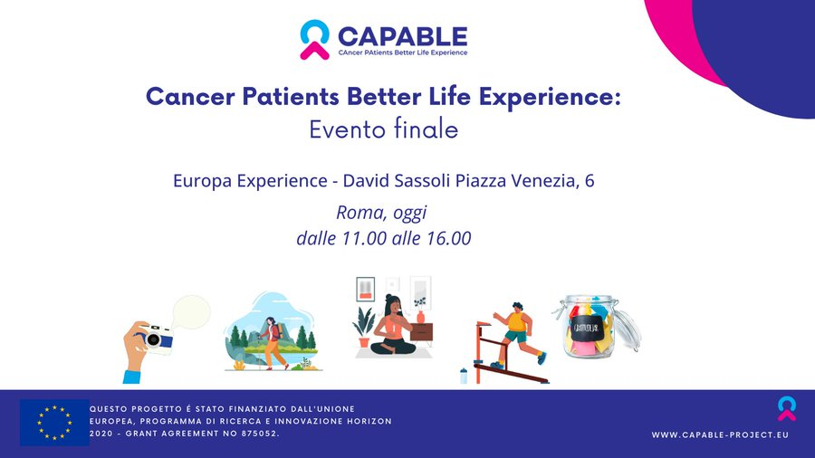 aimac_it's tweet photo. Cominciato l'evento finale del progetto CAPABLE! ๐ช๐บ
Seguiteci in diretta qui ๐https://t.co/zQIU0IZCip
#cancro #tumore #oncologia #capableproject #Horizon2020 #eHealth https://t.co/FwrKogQEDs