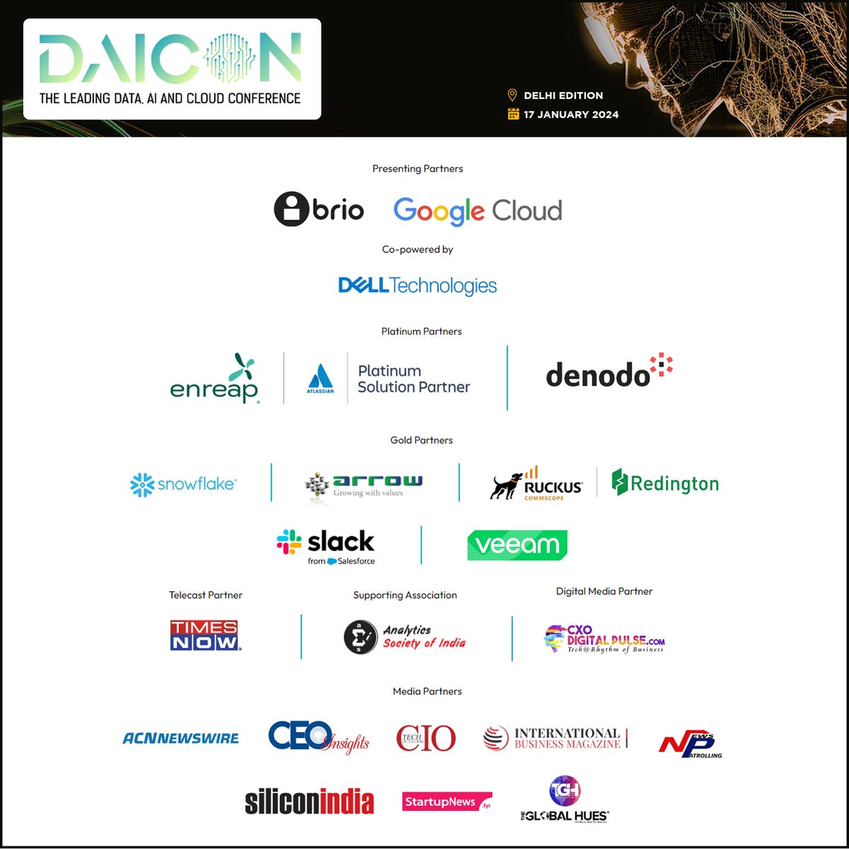 Gratitude Spotlight! A heartfelt thank you to our incredible sponsor partners and media partners DAICON - Delhi Chapter drew over 300+ attendees and featured insights from 60+ distinguished speakers, spanning over 700+ minutes of knowledge dissemination #strDAICON #StrategINK