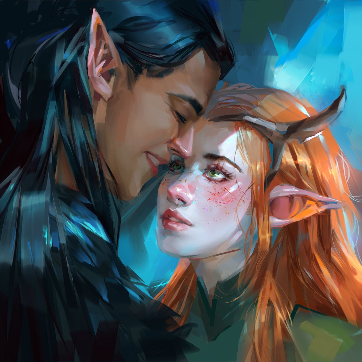 A The Legend of Vox Machina fanart that I just made.   Used an AI image as a reference because I'm all for recycling garbage 👌✨ 
They're so precious together I can't even 🥺
<a href="/CritRoleArtBot/">Critical Role Art Bot</a> #criticalrole #vaxleth #fanart #criticalrolefanart