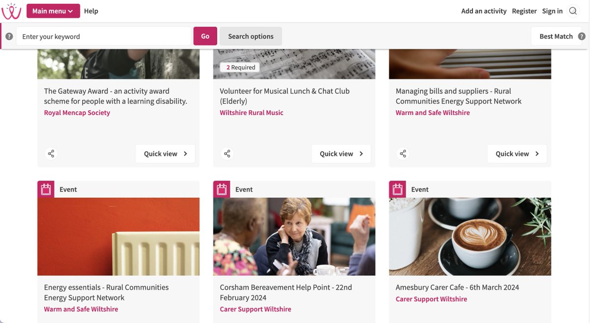 Some Monday morning inspiration. Wilshire Together has shared over 500 community activities! We love how this platform is improving health and wellbeing by connecting local people to local support. wiltshiretogether.org.uk