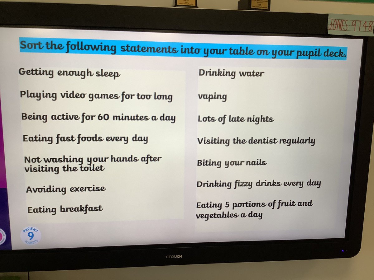 OABroadoak's tweet image. 5AJ are deciding which of Mrs Shiels statements are 'a healthy or unhealthy habit' in their PSHE lesson. #y5 #selfcontrolled #healthhabits