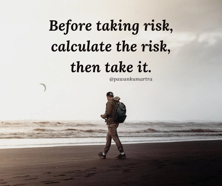 pawankumartra's tweet photo. Risk ? = Calculated Risk
#risk #riskmanagement #risktaker #stoploss #stockmarket #businessman #business #owner #iso #security #insurance #riskassessment #compilance #calculatedrisk https://t.co/jFVLD9GYsO