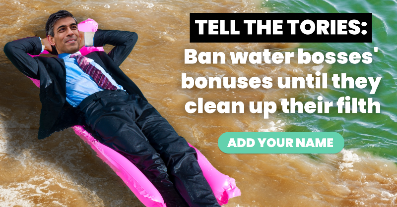 UKLabour's tweet photo. Water company bosses have handed themselves over £25 million in bonuses since 2019 whilst ruining our rivers and coastlines.

Labour would put water companies under special measures and give regulators the power to ban bonuses until they clean up their filth.

Agree? Sign here👇