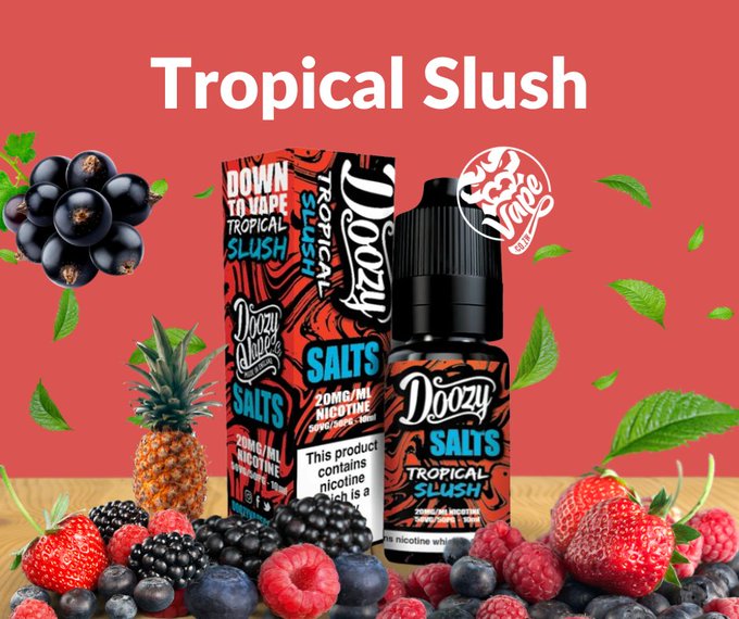VapeZw's tweet photo. Delight your senses with Doozy Vape Co.'s range of flavors. Made in the UK, enjoyed worldwide! Tropical Slush is a down-to-earth, mouth-watering combination of blue raspberries and pineapple blended together to create a refreshing mixed slush. https://t.co/lOdjRC1SbX
