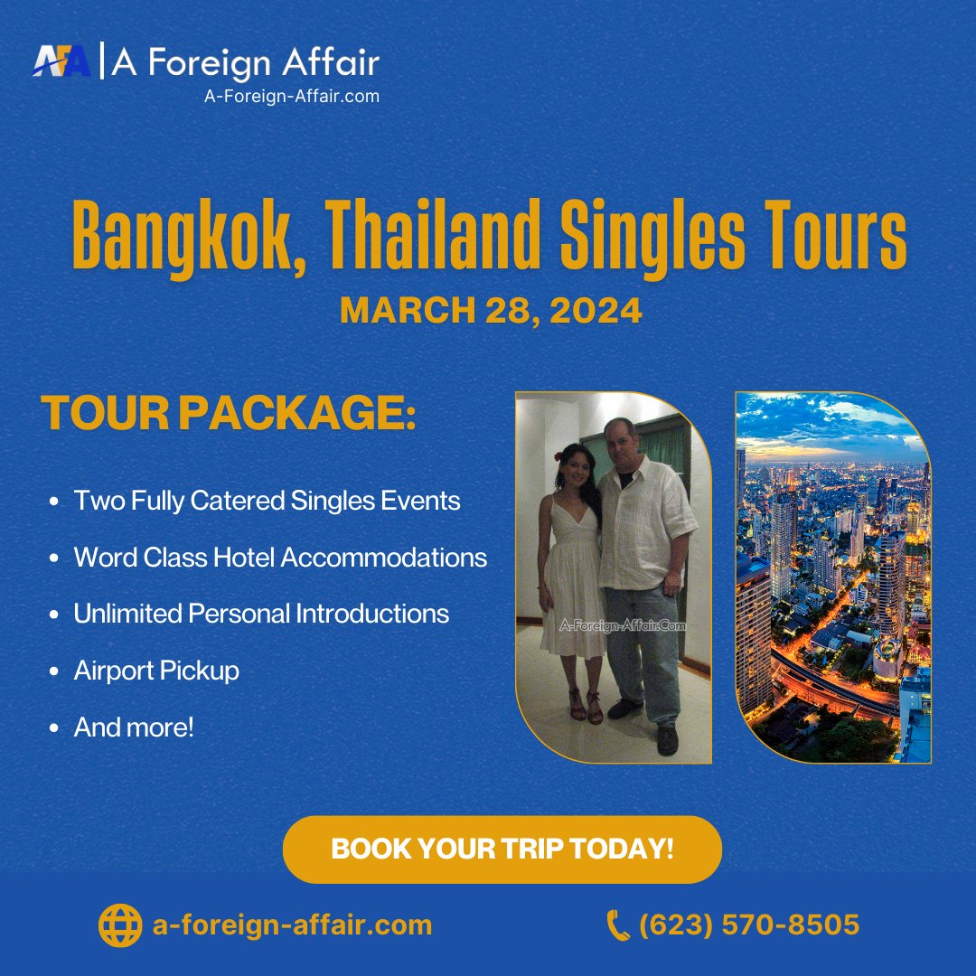AForeignAffair3's tweet image. Two months 'til our Bangkok singles tours &amp;amp; seats are almost sold out! 😱

Don't miss your chance to see stunning places &amp;amp; meet a genuine Thai woman to spend a lifetime with. 💖

Book your seat now. bit.ly/Aforeignaffair…

#singlestour #travelthailand #ExploreInBangkok