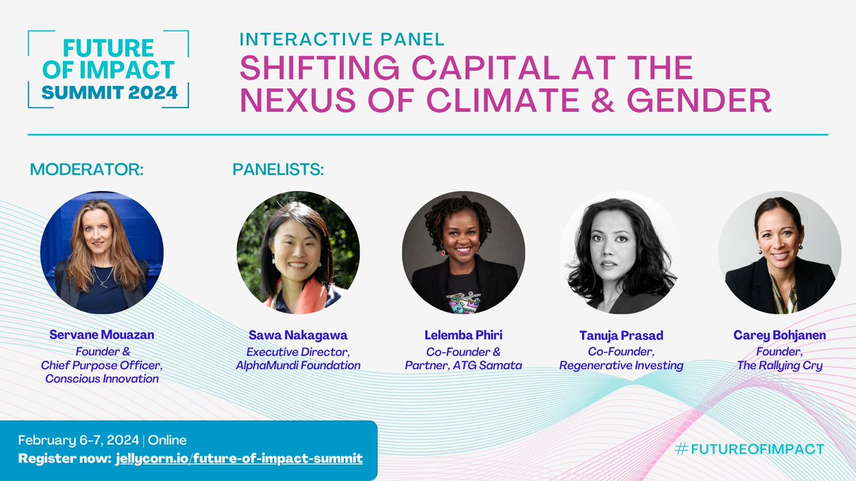 WeForXoco's tweet image. We&apos;re so excited about this session at the Future of Impact Summit 2024 diving into the future of Gender &amp;amp; Climate finance! 🔥

👉🏾 Register now: jellycorn.io/future-of-impa… 

#Impactinvesting #climatechange #gendersmart #SDGs
