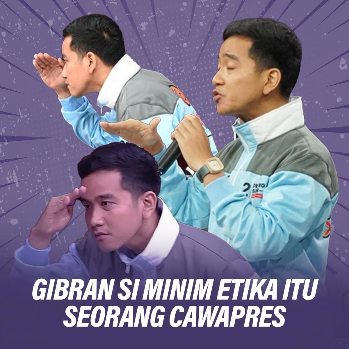 Melihat_Indo's tweet photo. Gibran Si Minim Etika Itu Seorang Cawapres

Oleh : Lapia Adwinka Wulandari

Toleh kanan-kiri, nunduk, tidak sampai jongkok kok, aman. Kelakuan siapa itu? Gibran Rakabuming Raka yang katanya sedang mencari jawaban Prof Mahfud soal green inflation di kolong podium. Lho Ya jelas… https://t.co/4BLmVjoUIe