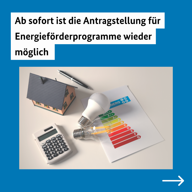 BAFA_Bund's tweet photo. Die Antragsportale für unsere Energieförderprogramme sind wieder offen.

Hier eine Übersicht unter den Vorgaben der vorläufigen Haushaltsführung. Für welche Programme was gilt, erfahren Sie in unserer Kurzmeldung.

Zur Kurzmeldung 👇
https://t.co/F7iPCwEMCH