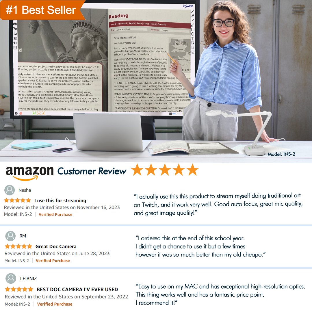 Inswan1's tweet photo. 📷 Thrilled with INS-2! 
We're overjoyed to share this fantastic 5-star review on Amazon for our INS-2 product! 📷 Our customers' satisfaction is our top priority, and we're grateful for the positive feedback!
#AmazonBestSeller #BestSeller 
#Documentcamera #inswan #ins2 #webcam https://t.co/mSnbem2fKQ