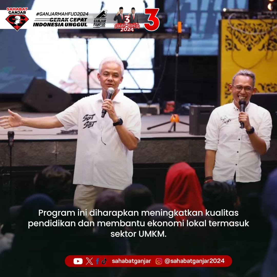 Calon presiden (capres) nomor urut 3, Ganjar Pranowo memastikan layanan internet super cepat, gratis dan merata seluruh wilayah Indonesia melalui program GratisIN jika dirinya terpilih sebagai Presiden Republik Indonesia. 

Program ini diharapkan meningkatkan kualitas pendidikan
