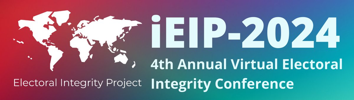 The call for papers for July's #iEIP2024 is open Papers are especially welcome on the themes of: 🗣️Contestation & Deliberation 🗳️Participation ⚖️Electoral justice 🌍The workshop is free, online and open to everyone around the world. Deadline March 31st electoralintegrityproject.com/ieip-2024