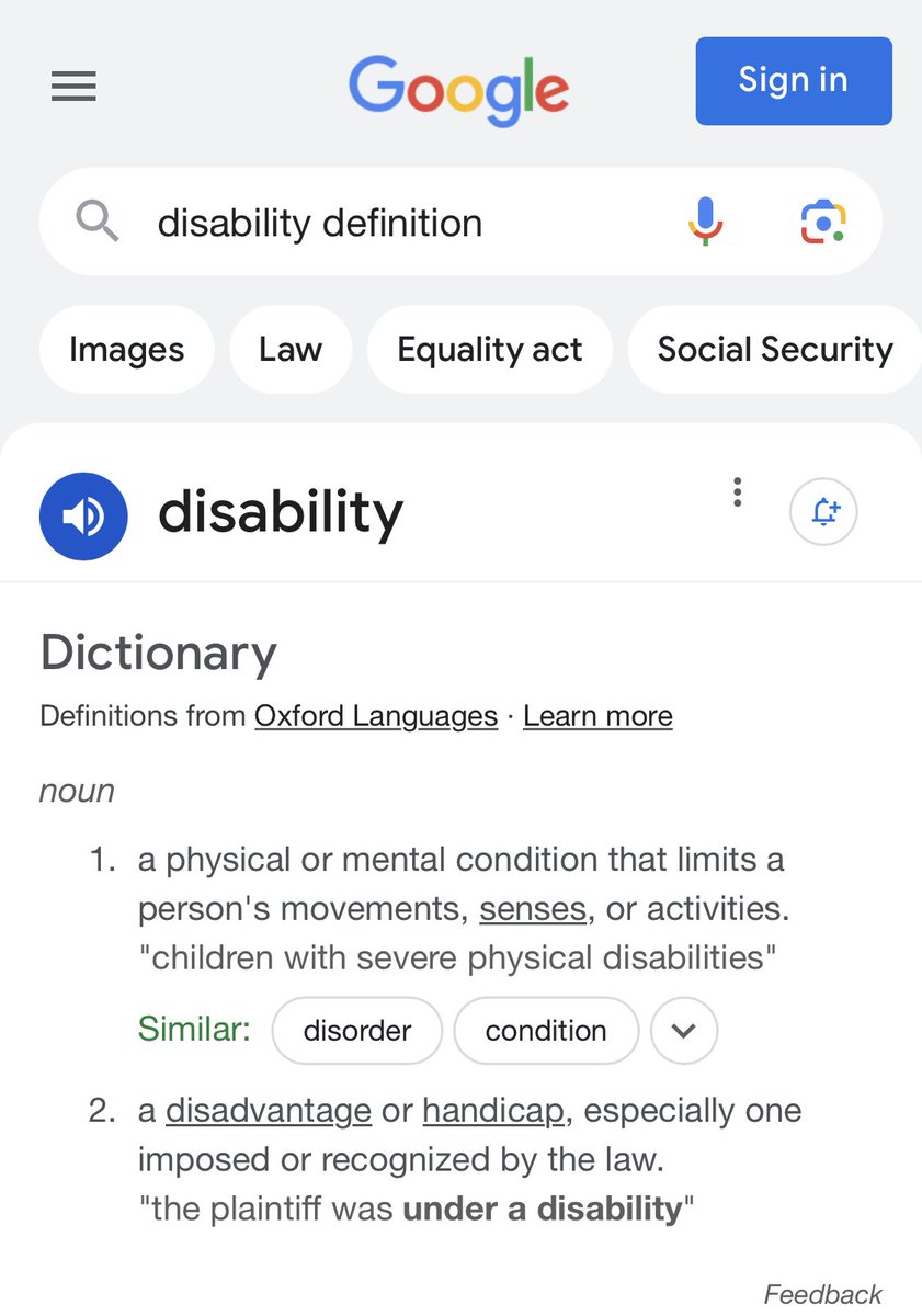 This is literally the definition. The Doctor calls themselves disabled because a physical challenge is a disability, disability is not a derogatory term. Learn to use it wai.