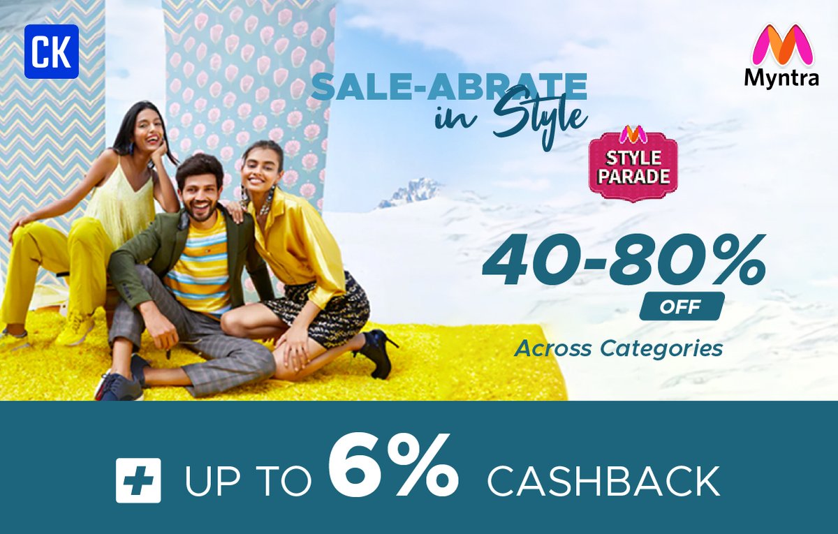 Cashkarocom's tweet photo. Salute to extra savings! Go to @myntra from #CashKaro and get up to 6% extra Cashback above discounts 🔥
Shop now: https://t.co/OMqbjJVx1E
.
.
.
#CashKaroAishKaro #StyleParade #onlineshopping #Myntra #RepublicDay #republicdaysale #Republic #RepublicDay2024 #fashion #Cashback https://t.co/eDEGf95NDS