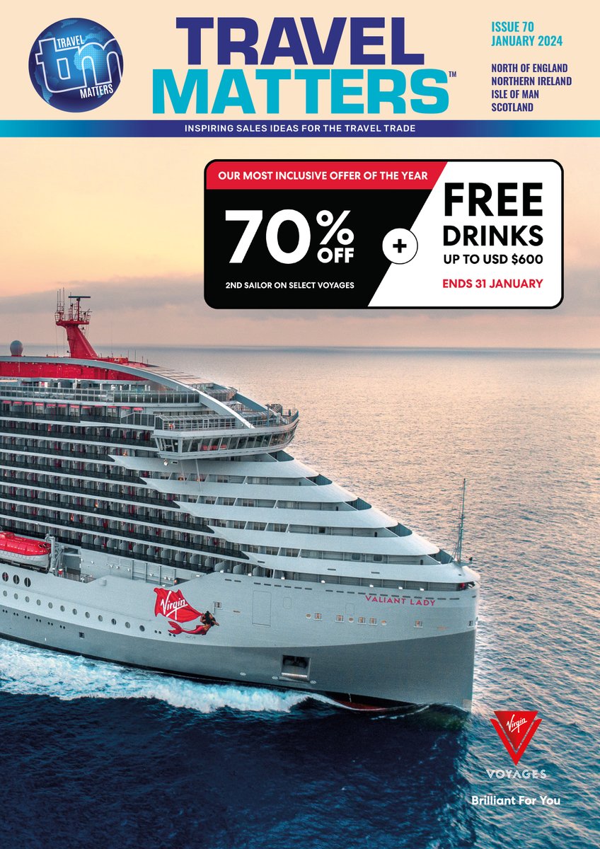 TravelMatBiz's tweet photo. Take a look at our bumper January issue - with focus on Canada, Cruise highlights, Agent Guide to DFDS, inclusive offer of the year from @VirginVoyages plus win flights with @GLA_Airport - Glamore is back! https://t.co/LJViZKaJia https://t.co/evAOX1NJy9