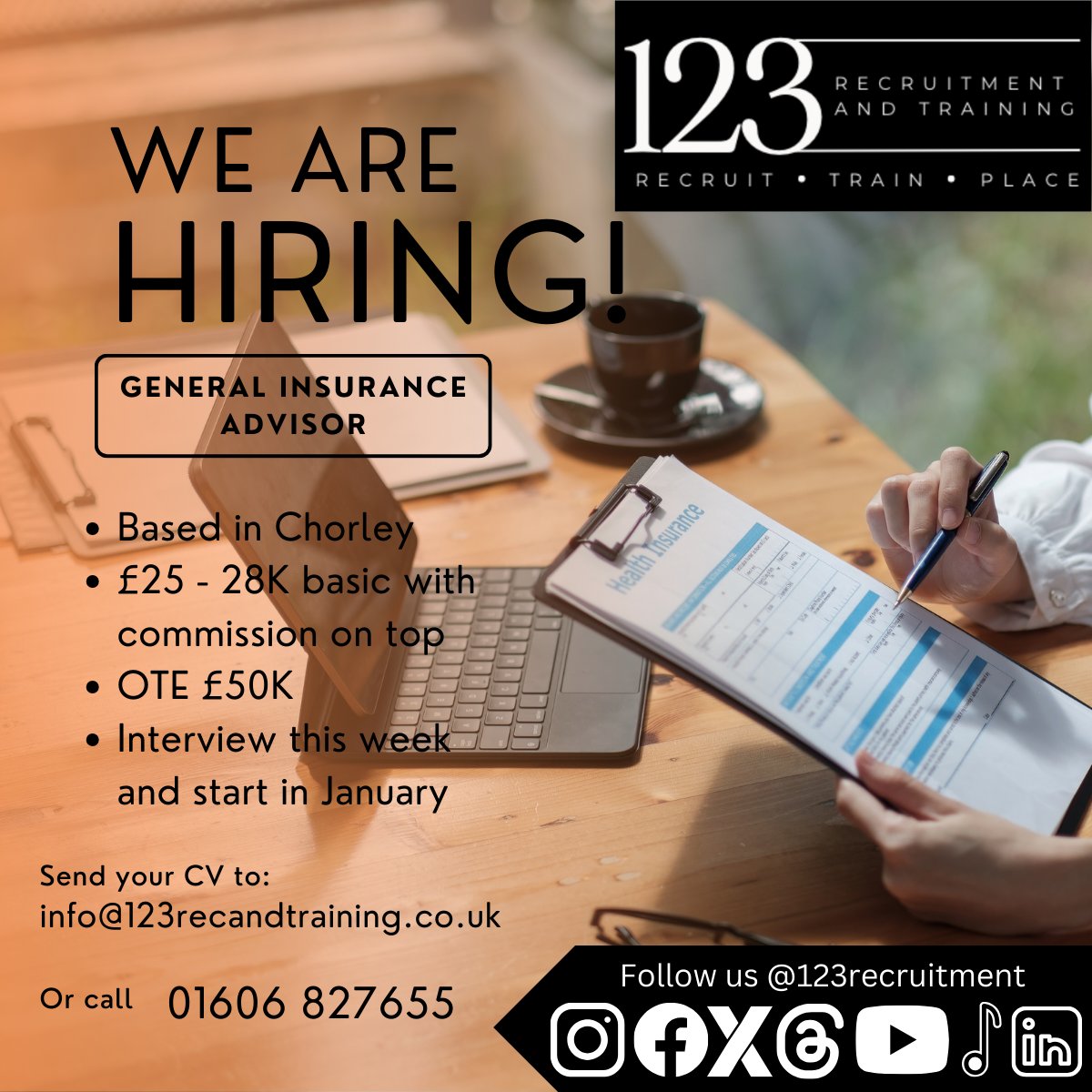 #generalinsurance advisors needed in #Chorley, call 01606 827655 today !

#chorleyjobs #salesjobs #commission #boltonjobs #prestonjobs #blackburnjobs