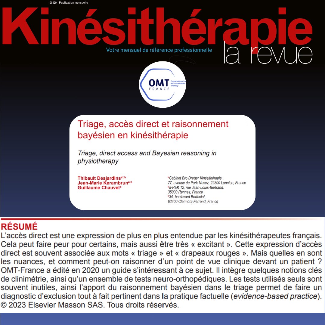 OMTFrance's tweet image. Voici le quatrième des 5 articles publiés sur Kinésithérapie la revue 🧚‍♂️
Retrouver le en accès⭐️ libre ⭐️pendant 3 mois sur le site ScienceDirect : 
sciencedirect.com/science/articl…
Merci à notre cellule scientifique 🙏
#kiné #musculoskeletal