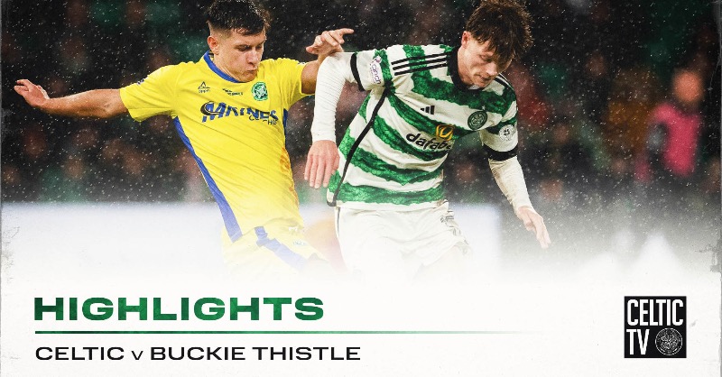 CelticFC's tweet photo. 🎞️ #ScottishCup Highlights | Celtic 5-0 Buckie Thistle
📺 Watch the best of the action from Paradise as the Celts took on Buckie Thistle in the Fourth Round on YouTube now 👇
#CeticFC | #COYBIG🍀