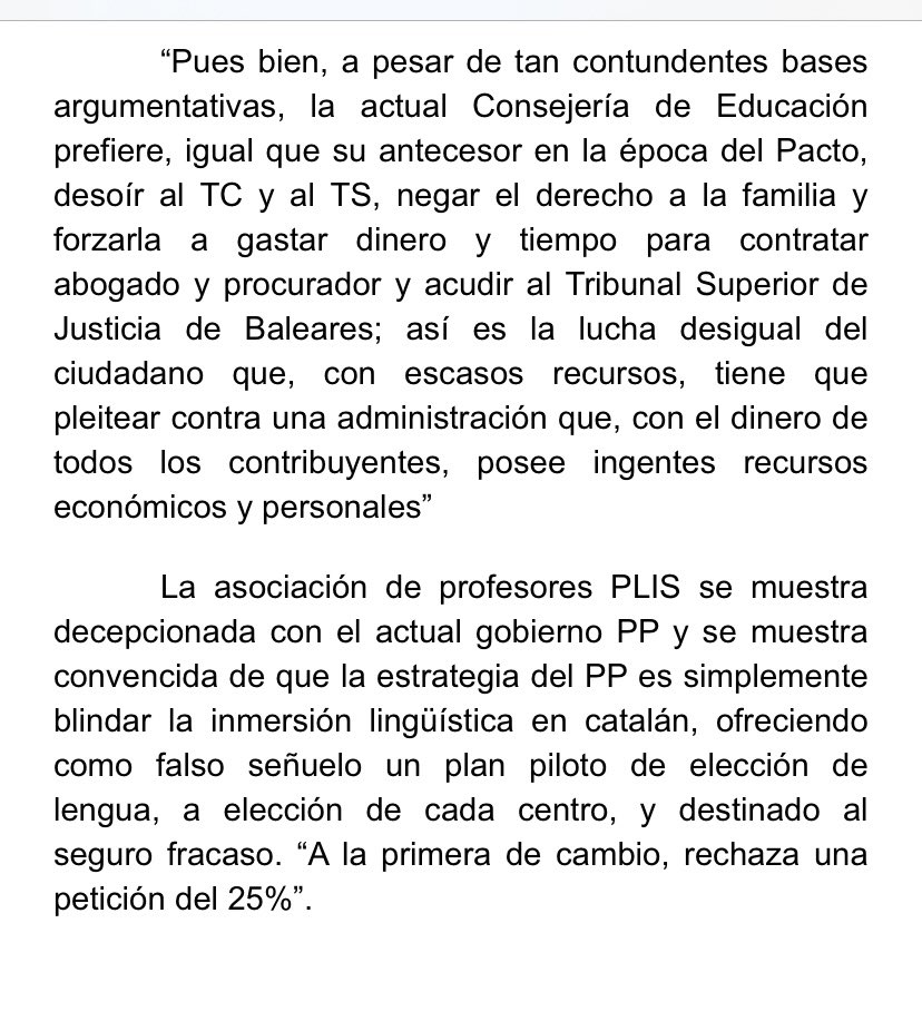 mosmovem's tweet image. El  @ppbalears cuya presidenta es @MargaProhens se opone a la solicitud de una familia que pidió recibir al menos el 25% de la enseñanza en castellano 
Mismos perros con distintos collares. Otros que se apuntan al negocio lingüístico 
@pliseducacion @ForoBaleares