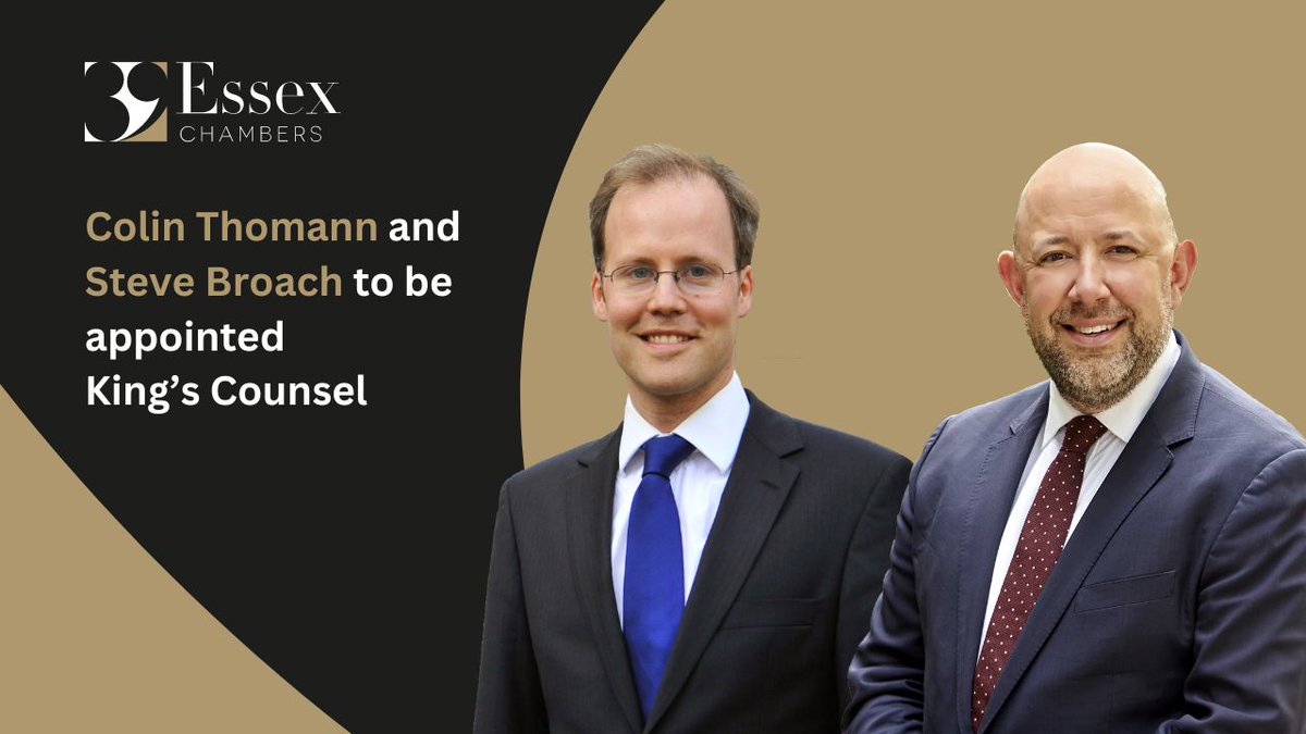 We are delighted to announce that @SteveBroach and @ColinThomann are to be appointed King’s Counsel following the 2023 competition. The new appointments will bring the number of silks at 39 Essex Chambers to 61. Read more here: 39essex.com/information-hu…