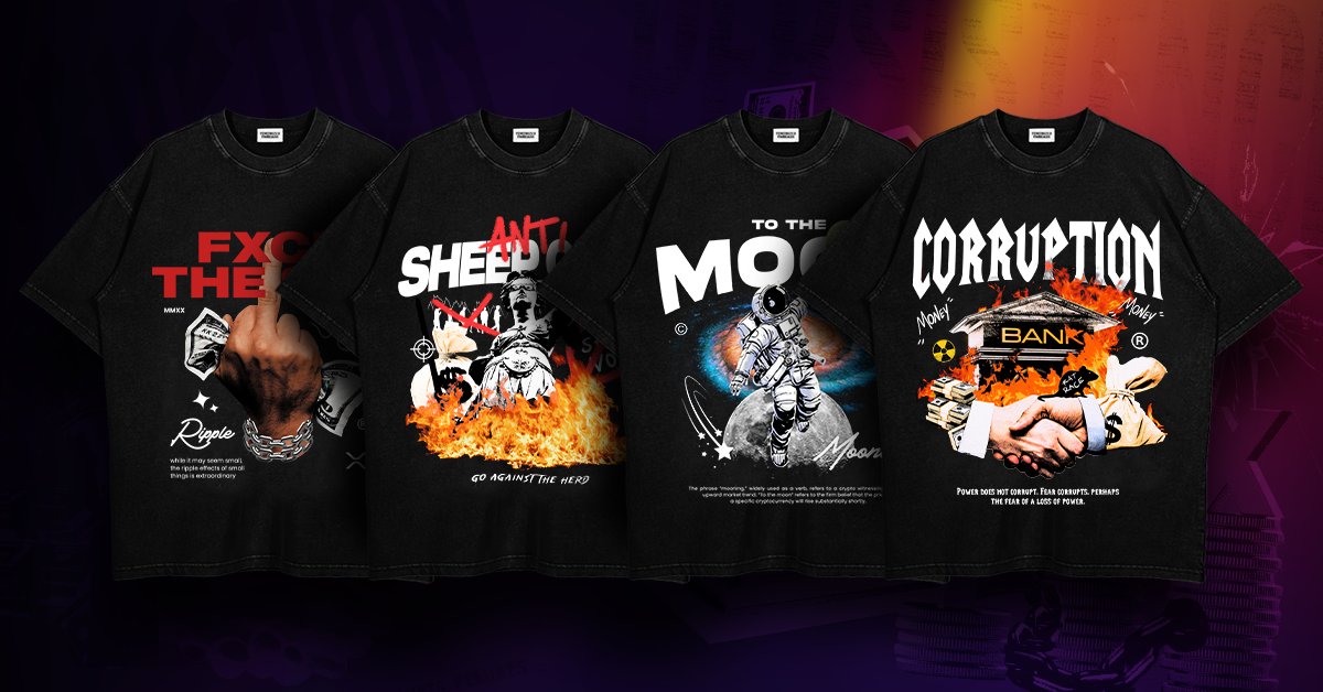 TokenizeThreads's tweet image. Wear The Revolution by grabbing an exclusive piece of crypto history over at tokenizedthreads.com/collections/all