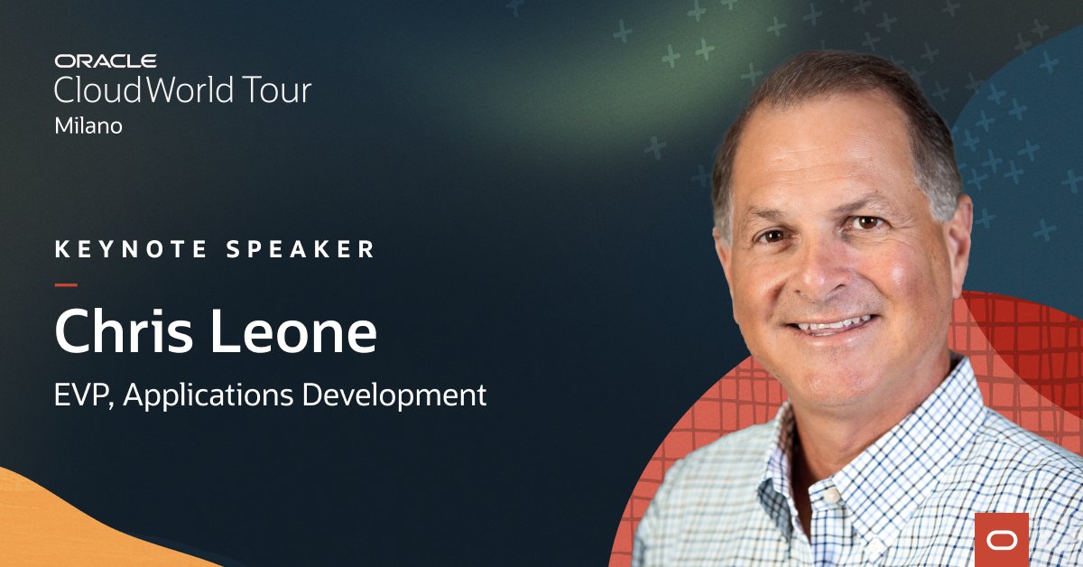 Vieni ad ascoltare Chris Leone discutere di come la nostra tecnologia aiuta i clienti a gestire l'ambiguità, aumentare la produttività e ottenere successo. Registrati ora per il #CloudWorld Tour di Milano:  social.ora.cl/6014Tyyzg